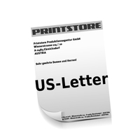  US-Letter (216x279mm) Personalisierung, CMYK der Euroskala  1-6 färbige Briefbogen Euroskala, HKS-Sonderfarben oder Pantone-Sonderfarben beidseitig bedruckte Briefbogen einseitig personalisiert