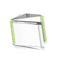  Zeitschriften bedrucken  1 PVC Titelblatt und  1 PVC Endblatt Deck-Blatt  2 Seiten Schluss-Blatt  4 Seiten Zeitschriften mit Wire-O Bindung Draht-Kamm links Querformat