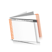  Digitaldruck Prospekte drucken  1 PVC Titel-Blatt und  1 PVC End-Blatt Deck-Blatt  2 Seiten Schluss-Blatt  2 Seiten Digitaldruck Prospekte mit Wire-O Bindung Drahtkamm links Querformat
