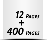 4 Seiten Buchdeckenbezug  4 Seiten Vorsatz 400 Seiten Buchblock  4 Seiten Nachsatz Vorsatz & Nachsatz bedruckt