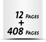  4 Seiten Buchdeckenbezug  4 Seiten Vorsatz 408 Seiten Buchblock  4 Seiten Nachsatz Vorsatz & Nachsatz bedruckt