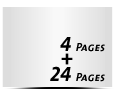 4 Seiten Umschlag 24 Seiten Innenteil Perforation Innenteil stellungsgleich  1 Perforationslinie